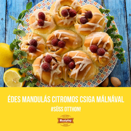 Édes mandulás-citromos csiga málnával